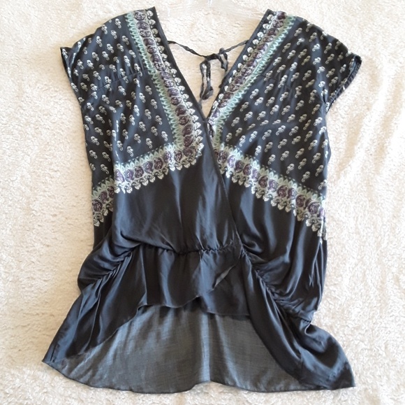 Free People Tops - Free People | Taupe Wrap Front Short sleeve Top